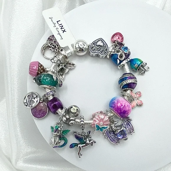 Linx Snake Chain Bracelet with Whimsical Animal Themed Charms